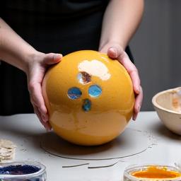 Applicazione manuale dello smalto su una palla da bowling