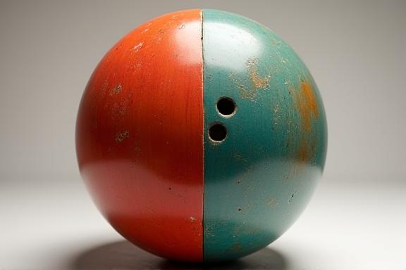 Palla da bowling vintage prima e dopo il servizio di restauro